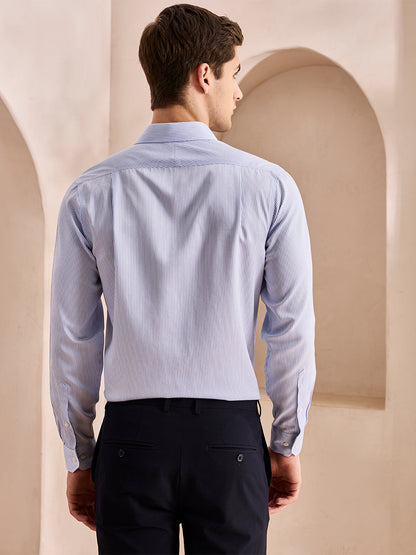 Blue Regular Fit Formal Cotton Non-Iron Shirt for Men (NISTO)