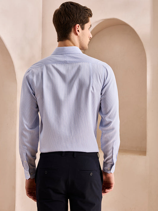 Blue Regular Fit Formal Cotton Non-Iron Shirt for Men (NISTO)