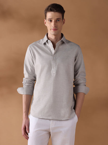 Grey Regular Fit Solid Casual Shirt for Men (CAVOR)