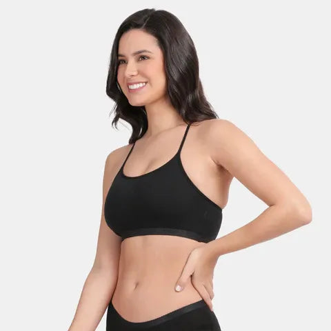 Envie girls beginners bra non padded non wired 3/4th coverage NVGB1125 black soft comfortable training bra for teens
