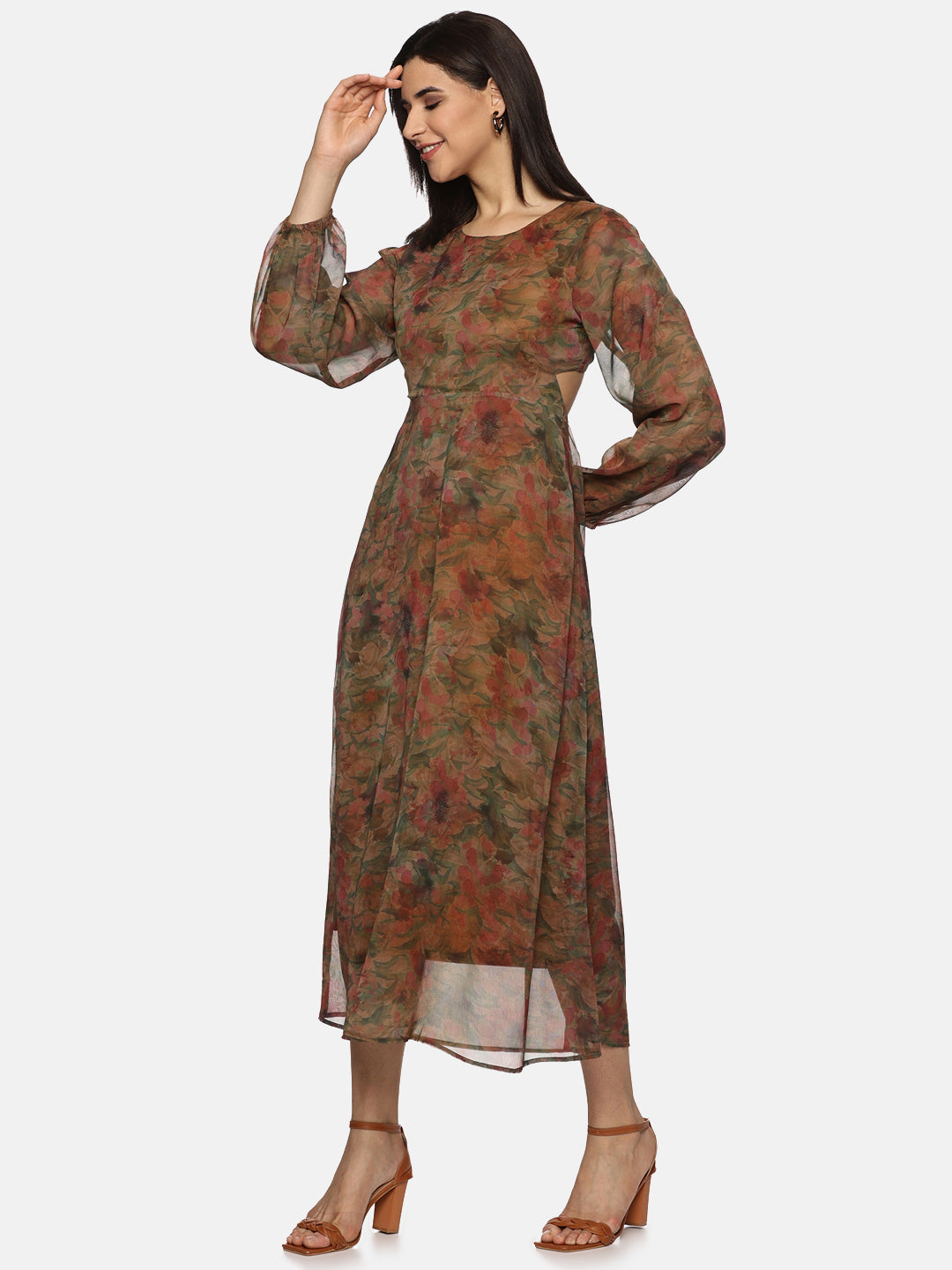 Buy floral chiffon maxi dress online in india