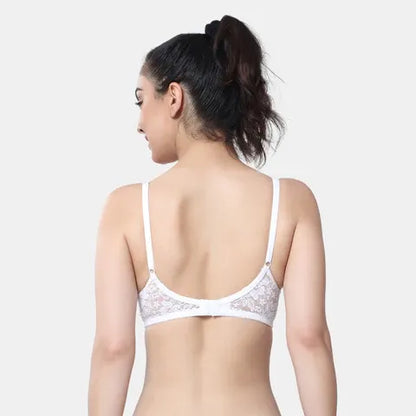 White t shirt lace bra Envie non wired non padded 3/4th coverage seamless lace bra invisible under clothes daily wear