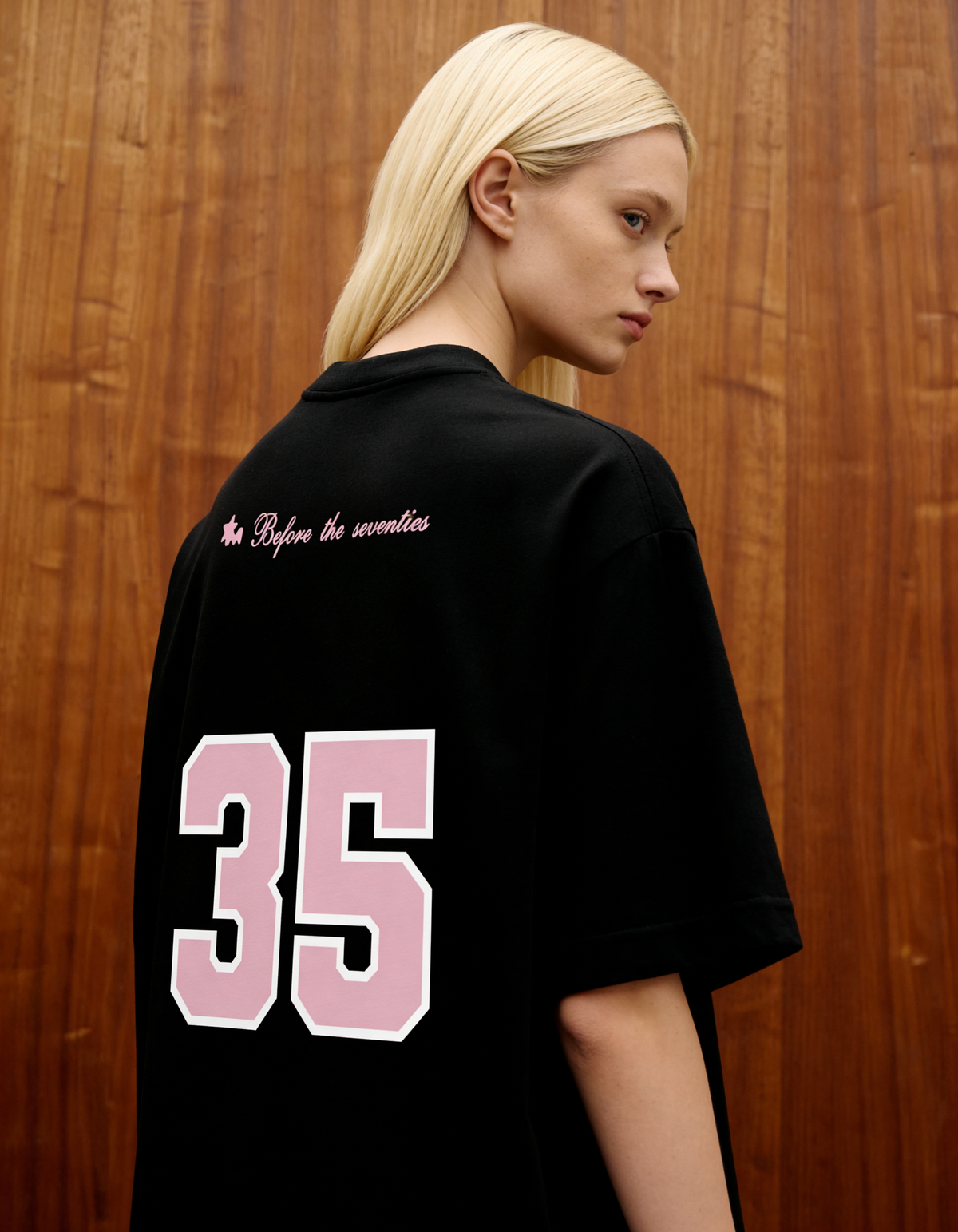 Reimagined Printed Black Oversized T-Shirt Main Character