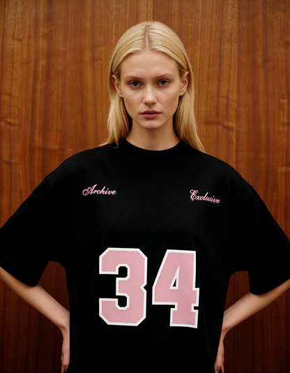 Reimagined Printed Black Oversized T-Shirt Main Character