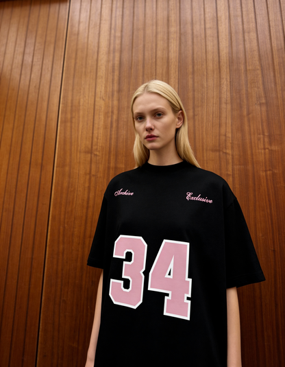 Reimagined Printed Black Oversized T-Shirt Main Character