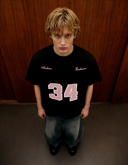Reimagined Printed Black Oversized T-Shirt Main Character