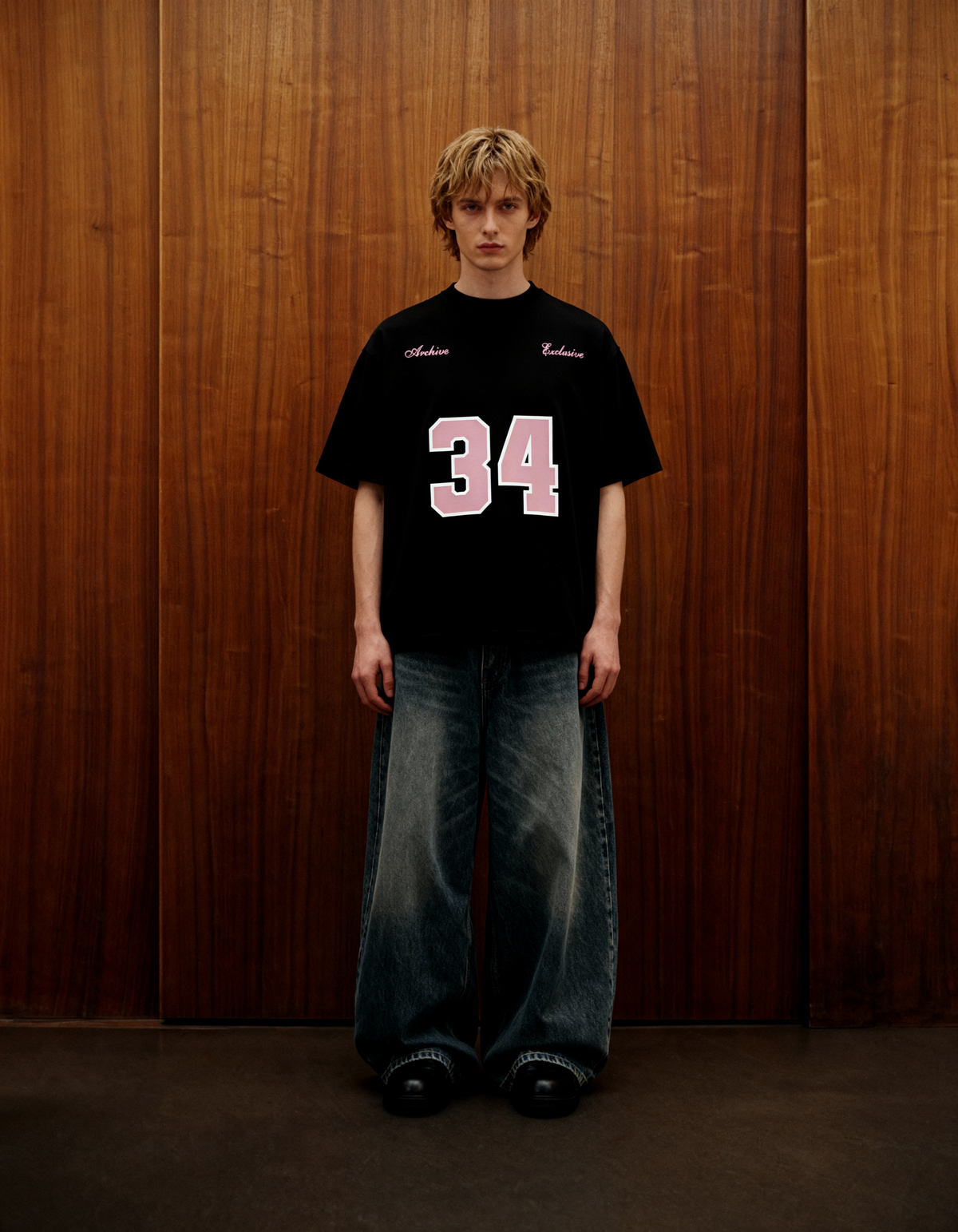 Reimagined Printed Black Oversized T-Shirt Main Character