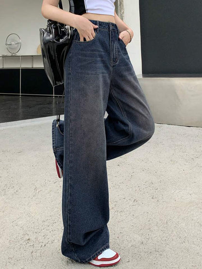 Deep Space Blue Washed Super Wide Leg Jeans