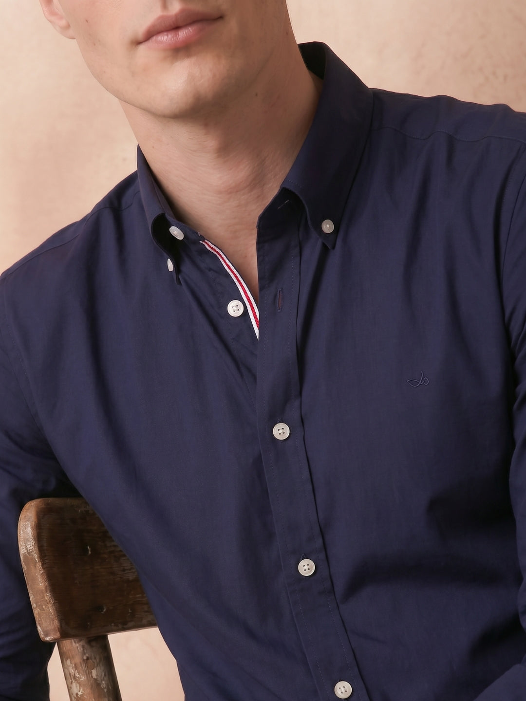 Regular Fit Navy Blue Cotton Solid Casual Shirt for Men (LOTUS)