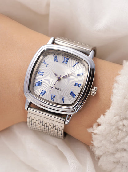 The Pavement Square Watch - Metallic Silver