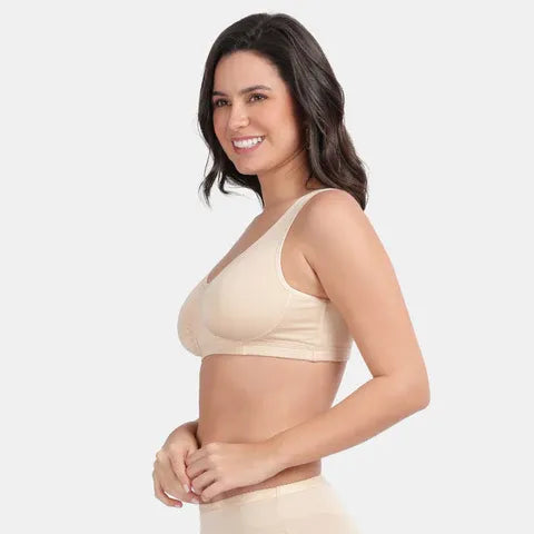Envie sleeping bra non padded non wired full coverage NVB1022 beige soft breathable cotton night bra for women
