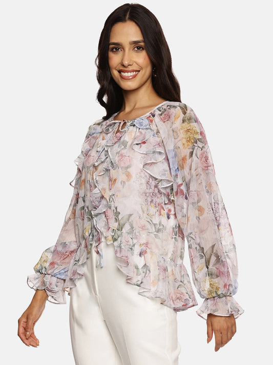 IS.U White Ruffled Boho Top