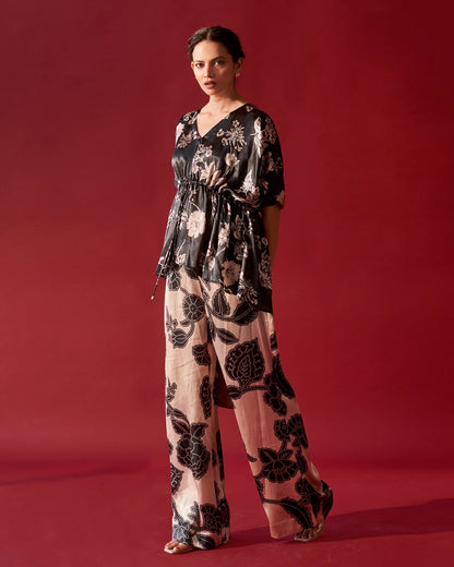 Black Abstract Floral co-ord set