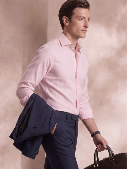 Regular Fit Pink Cotton Formal Shirt for Men (BOWEN)