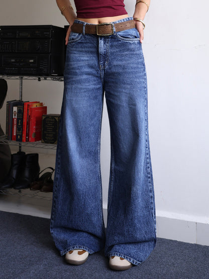 Storm Blue Washed Super Wide Leg Jeans