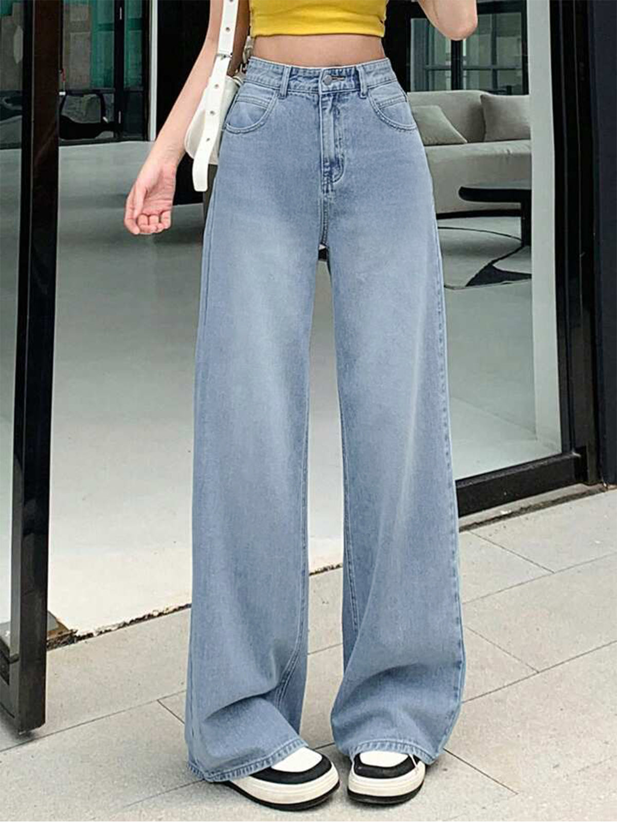 Wispy Blue Washed Wide Leg Jeans