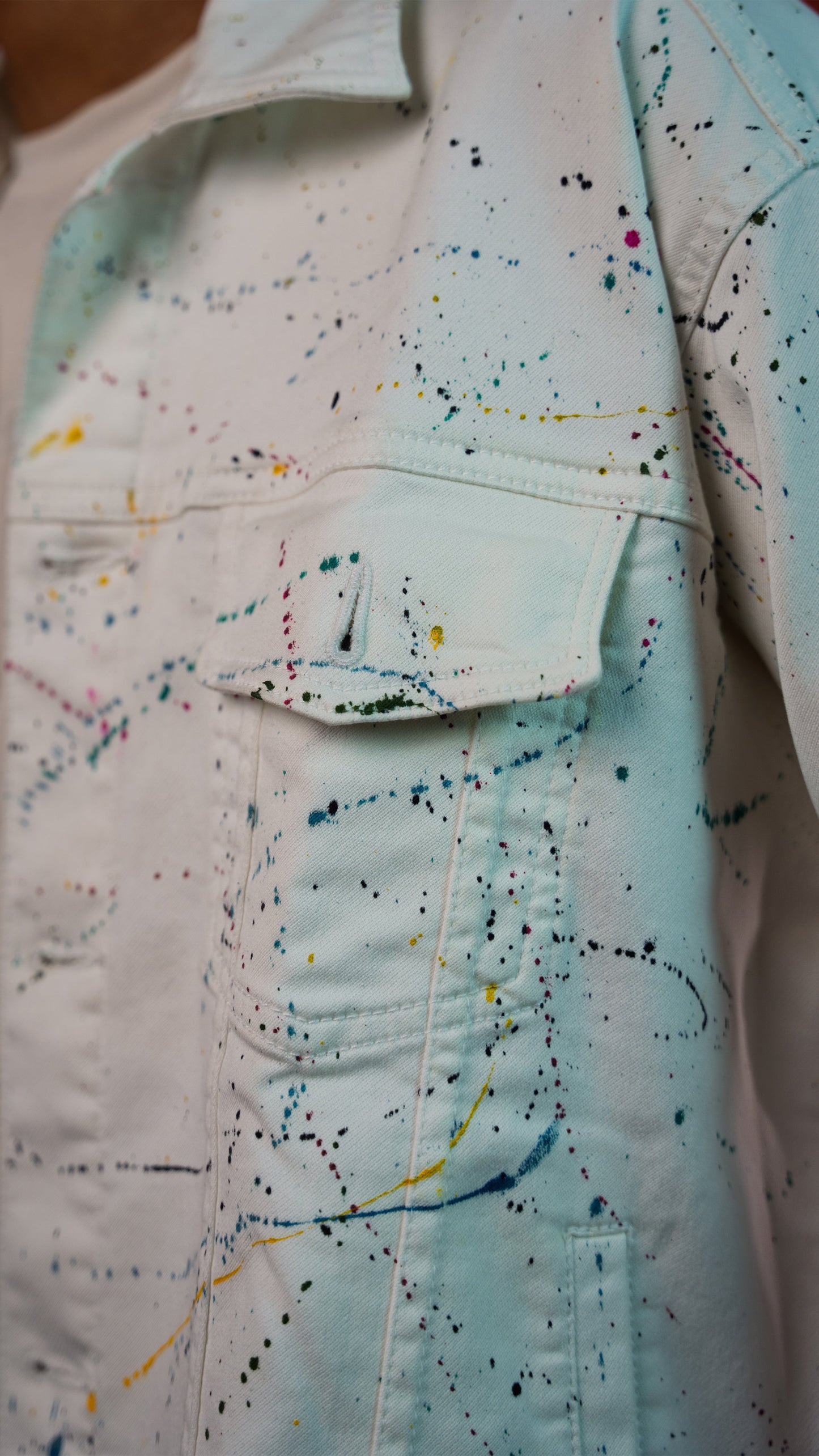 White Painted Denim Men'S Jacket Rustlines