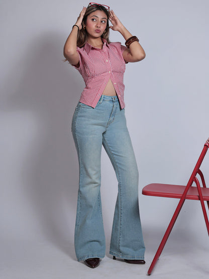 Premium Arctic Blue Washed Bootcut Jeans