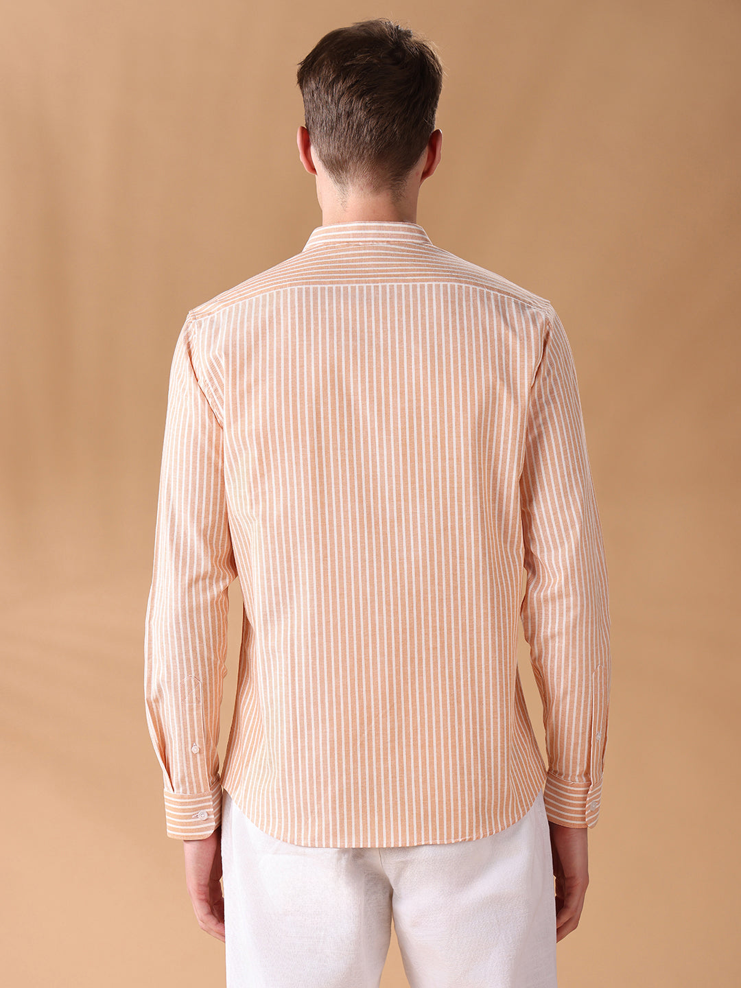 Orange Regular Fit Striped Casual Shirt for Men (DORVI)