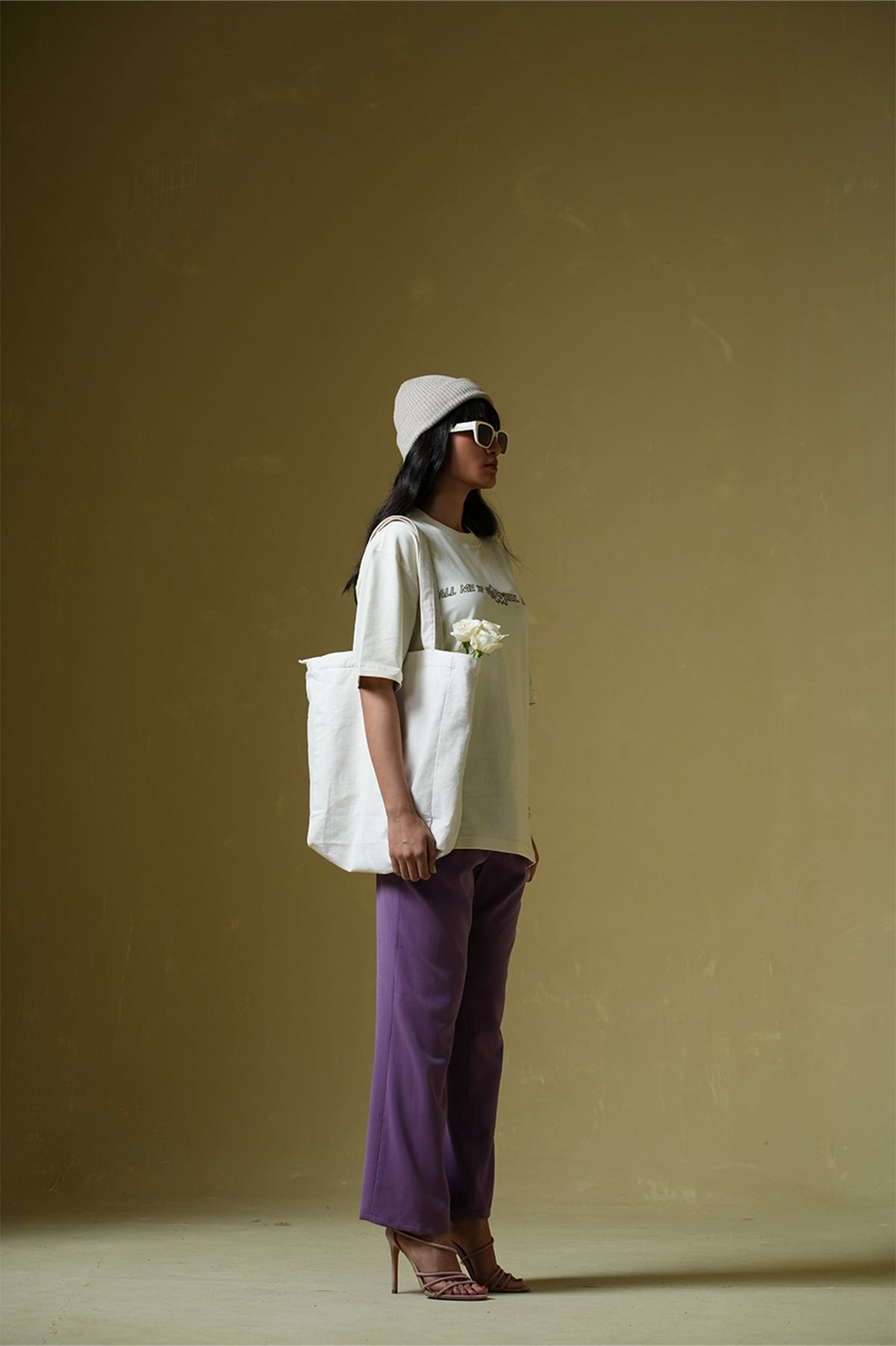 Call Me Printed Cream Oversized T-Shirt Main Character