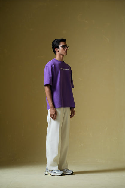 Wait For Nobody Printed Purple Oversized T-Shirt