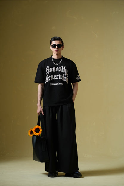 Nevermind Printed Black Oversized T-Shirt Main Character