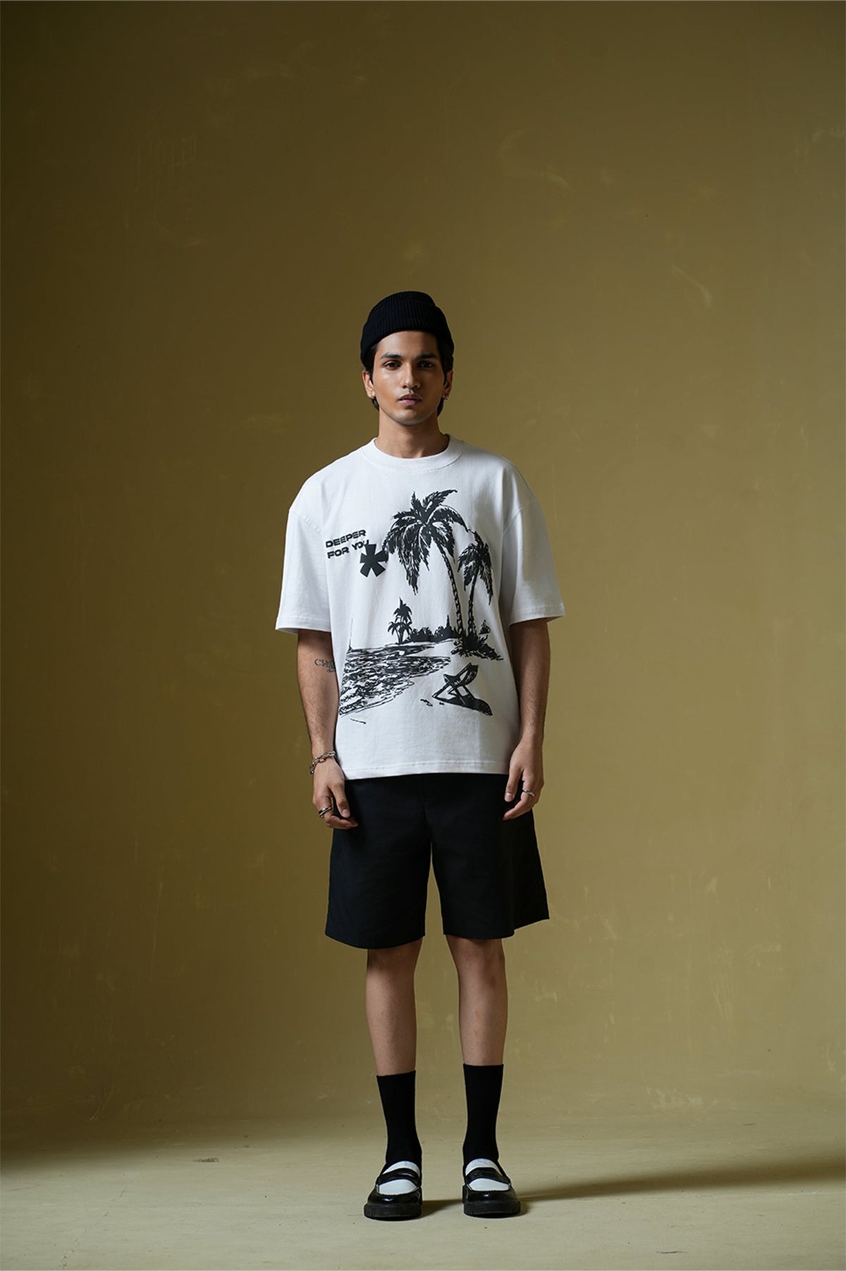 Deeper For You Printed Oversized White T-Shirt Main Character