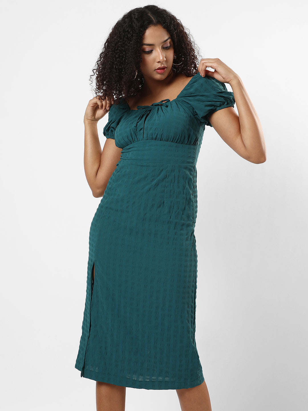 Solid Dress With Slit Detail