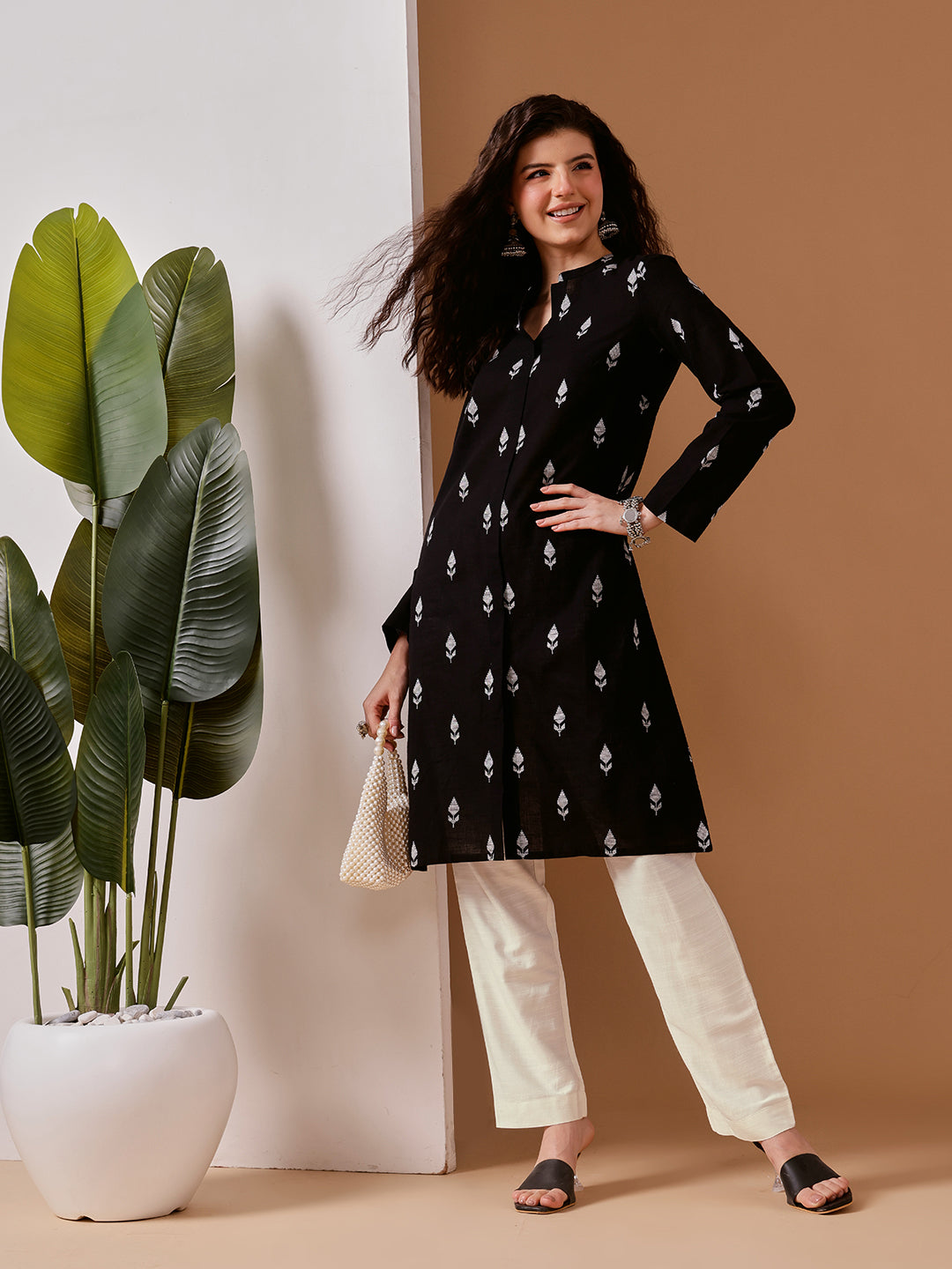Barara Black Ikat Print Kurta