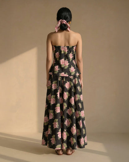 Black Floral Tube Co-ords
