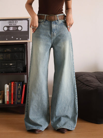 Misty Blue Washed Super Wide Leg Jeans