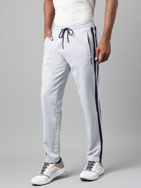 Alcis Men's Light Grey Melange Soft-Touch Slim-Fit Athleisure Track Pants