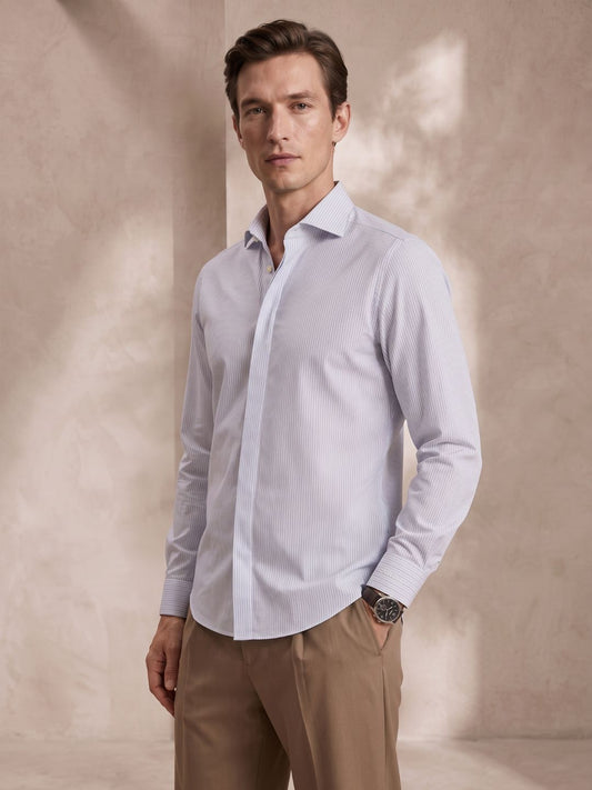 Regular Fit White Cotton Formal Shirt for Men (ANZOR)