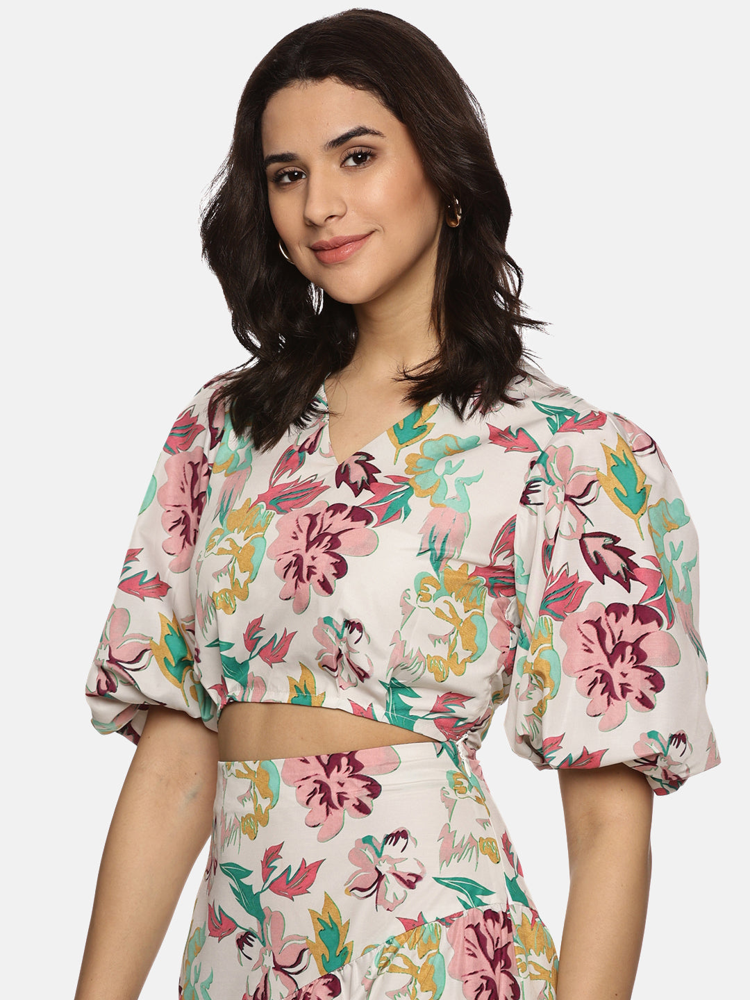 Buy Multicolor Crop Top For Women In Puff Sleeve