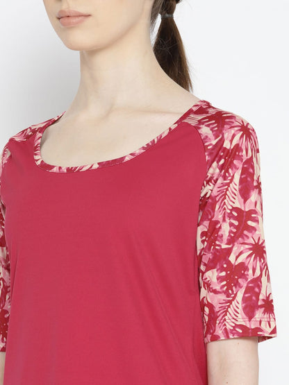 Alcis Women Pink Solid Round Neck Yoga T-shirt