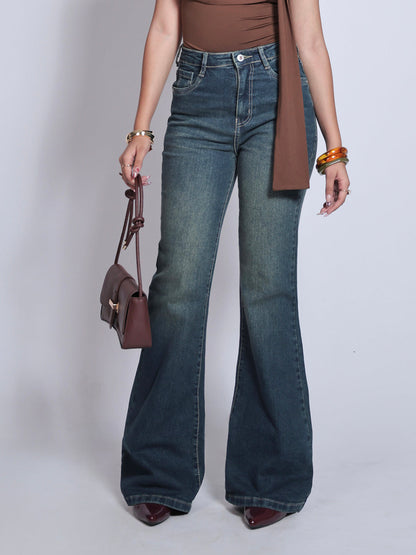 Premium Deep Sea Blue Washed Bootcut Jeans