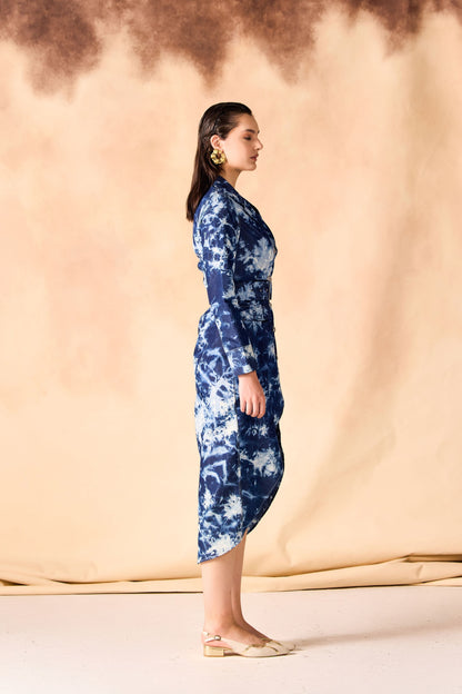 Tie and Dye Chambray Blazer Dress