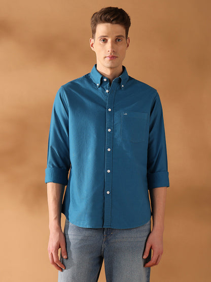 Teal Regular Fit Solid Casual Shirt for Men (BENAR)