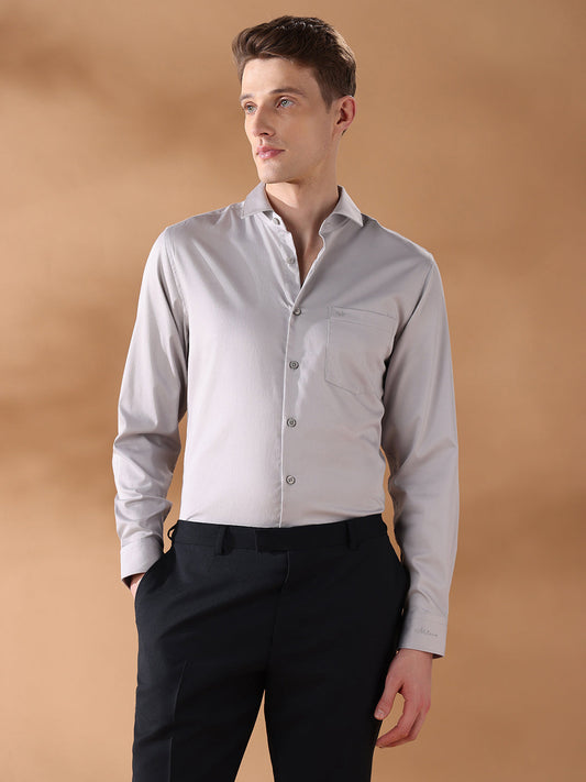 Grey Slim Fit Solid Formal Shirt for Men (JUDE)