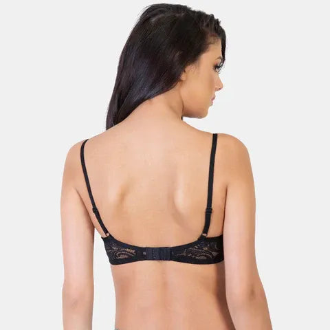 Envie NVB1034 black minimiser lace bra non padded non wired full coverage bra