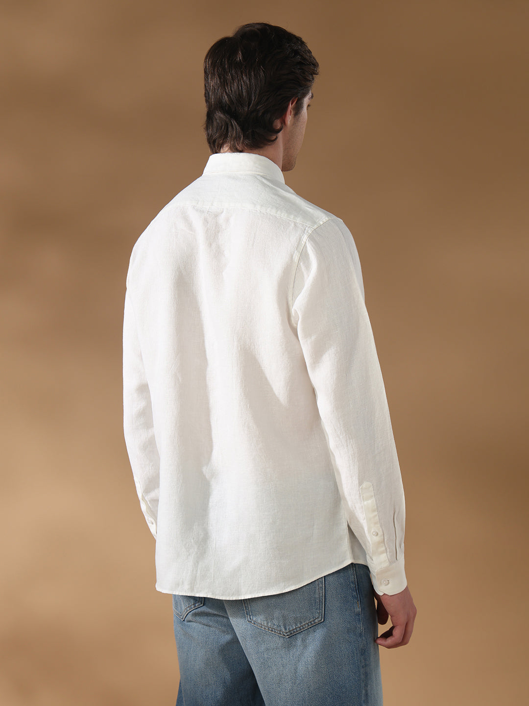Off White Regular Fit Casual Linen Shirt for men (LORIS)