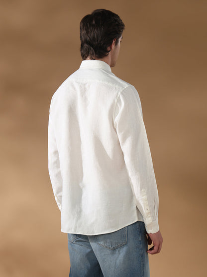 Off White Regular Fit Casual Linen Shirt for men (LORIS)