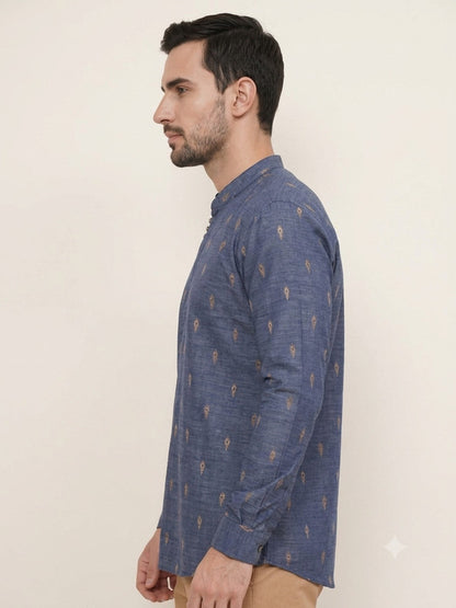 Kuons Avenue Men's Charcoal Black Lyocell Short Kurta