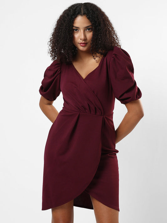 SOLID MAROON DRESS