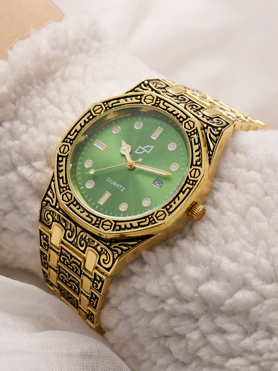 Embossed Round Watch - Gold
