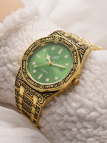Embossed Round Watch - Gold