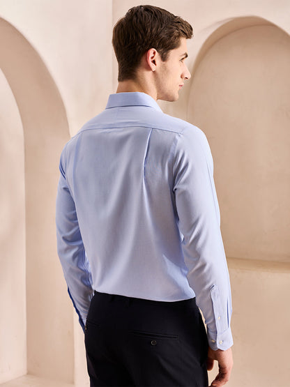 Blue Regular Fit Solid Formal Cotton Non-Iron Shirt for Men (NISAN)