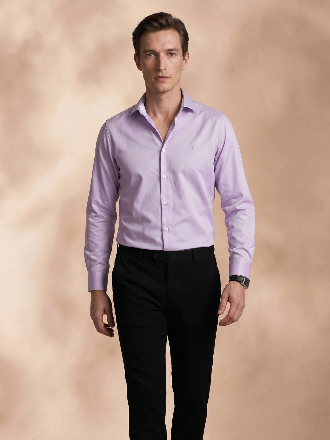 Regular Fit Cotton Lavender Formal Shirt for Men (NOBEL)