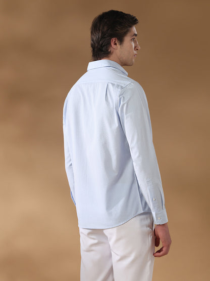 Blue Slim Fit Formal Cotton Shirt for men