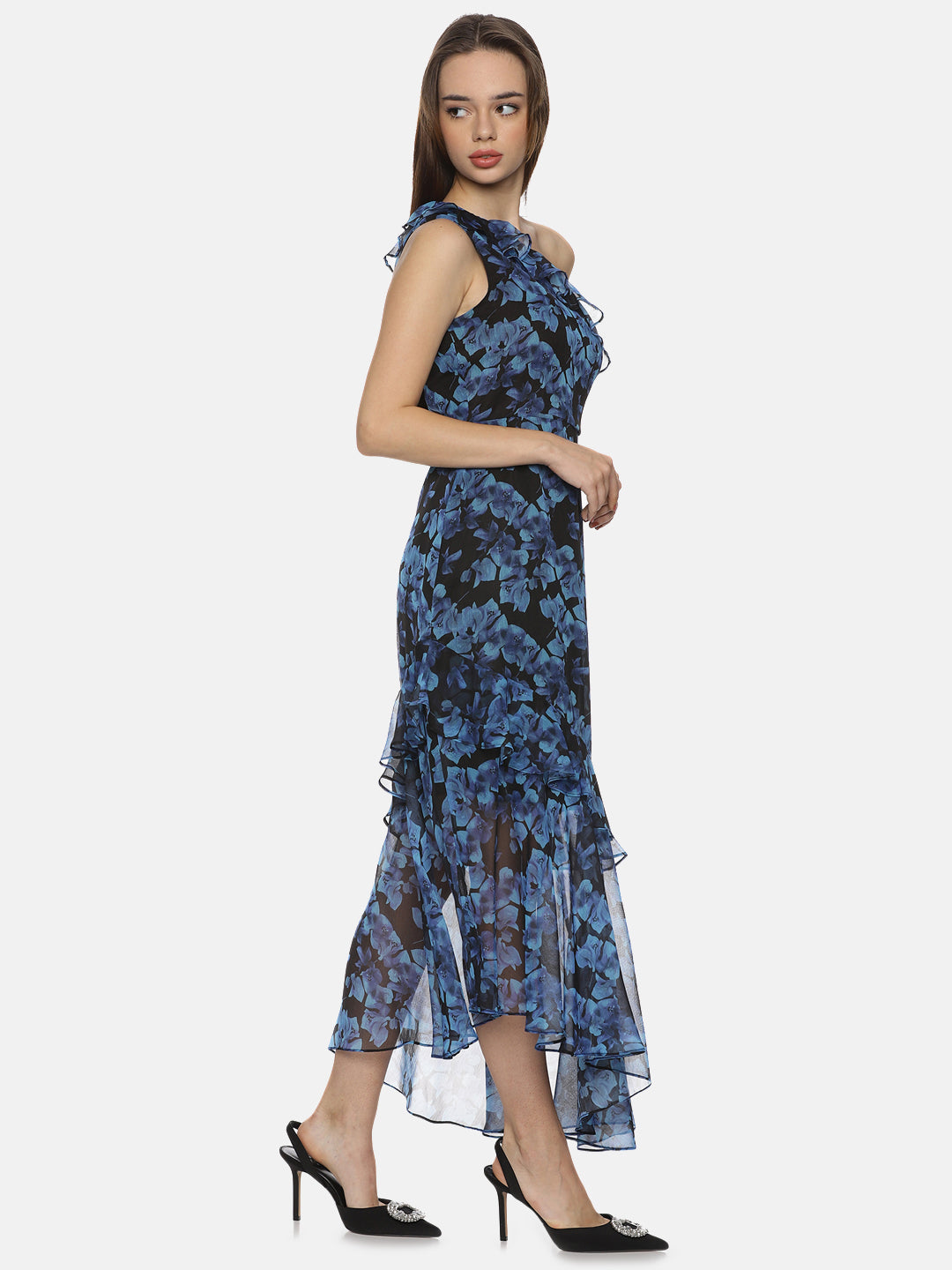 Buy One Shoulder Midi Dress For Women In Blue